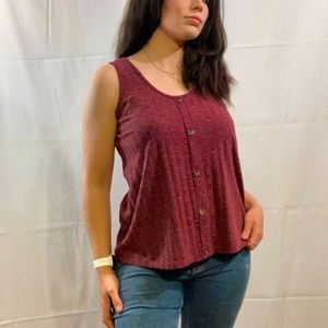 Storybuk Burgundy Red Ribbed Sleeveless Boho Tank Women's Size Medium​